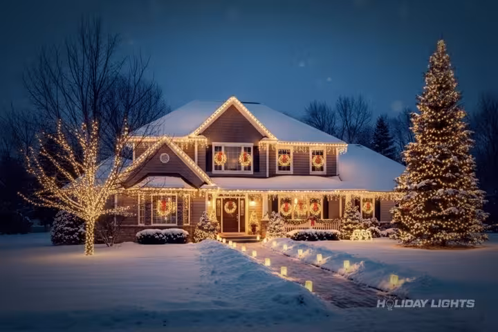Professional residential Christmas light installation in Windsor, Connecticut — Full Home Christmas Decoration